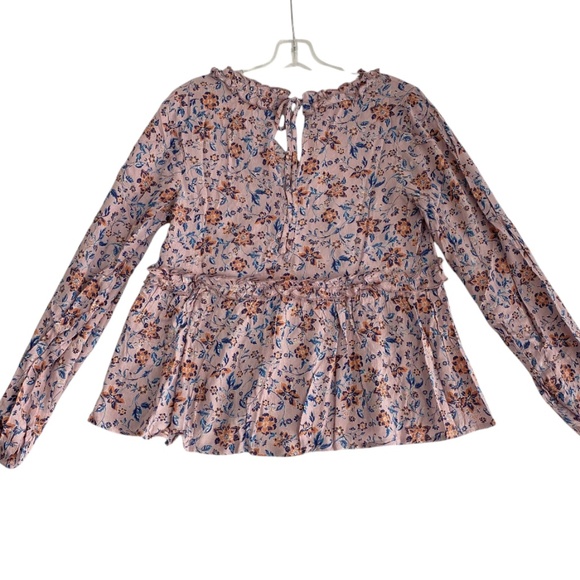 NWT EASEL Blouse Top Sz L Lilac Floral Long Sleeve Lightweight Spring Cottage - Picture 6 of 6